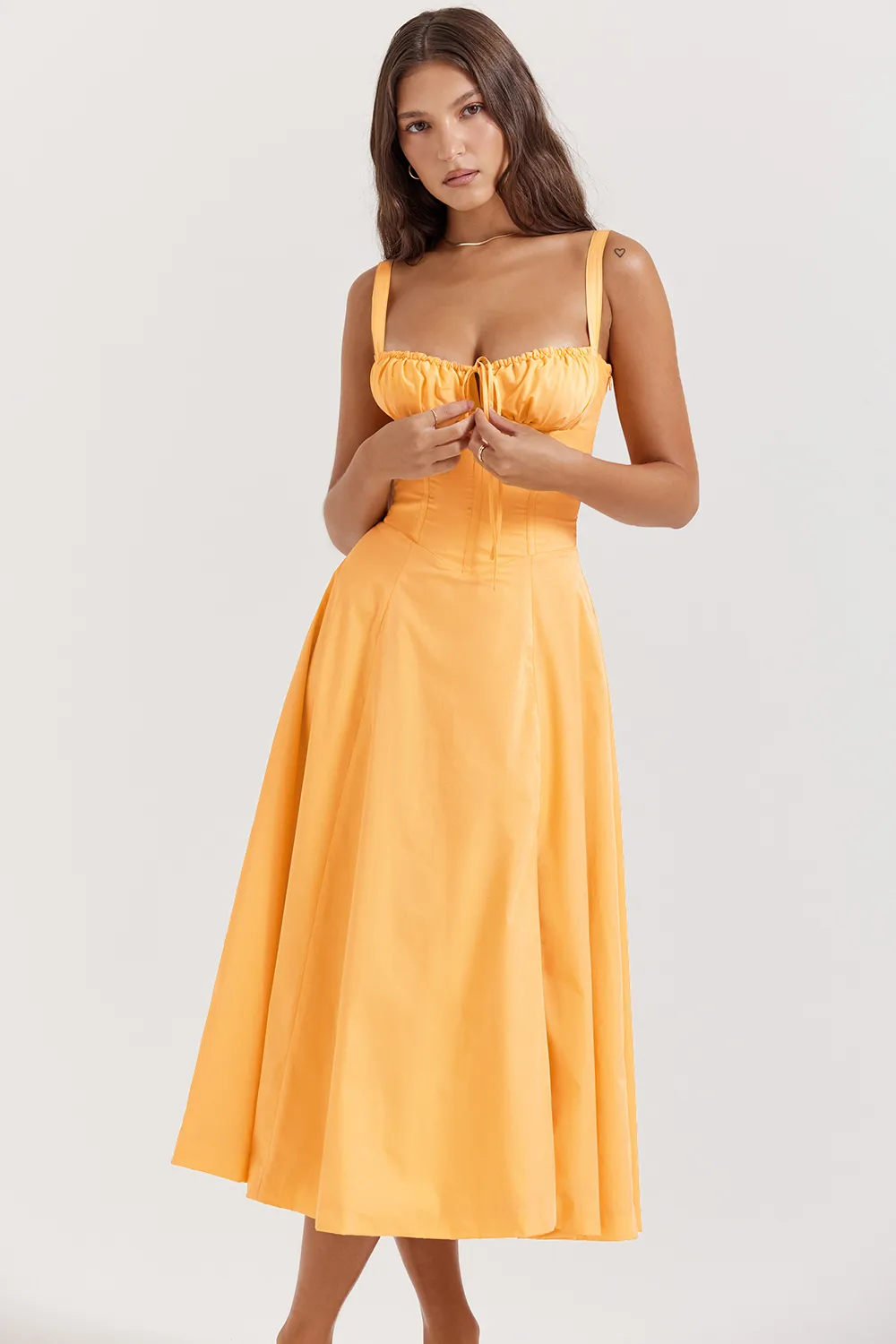 TANGERINE BUSTIER SUNDRESS