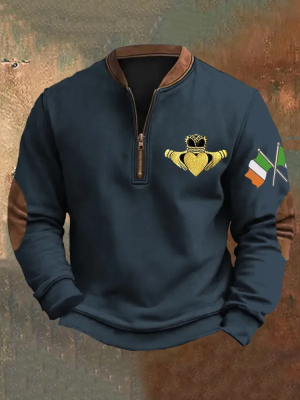 Irish Claddagh Love Loyalty Men's Half Zip Sweatshirt