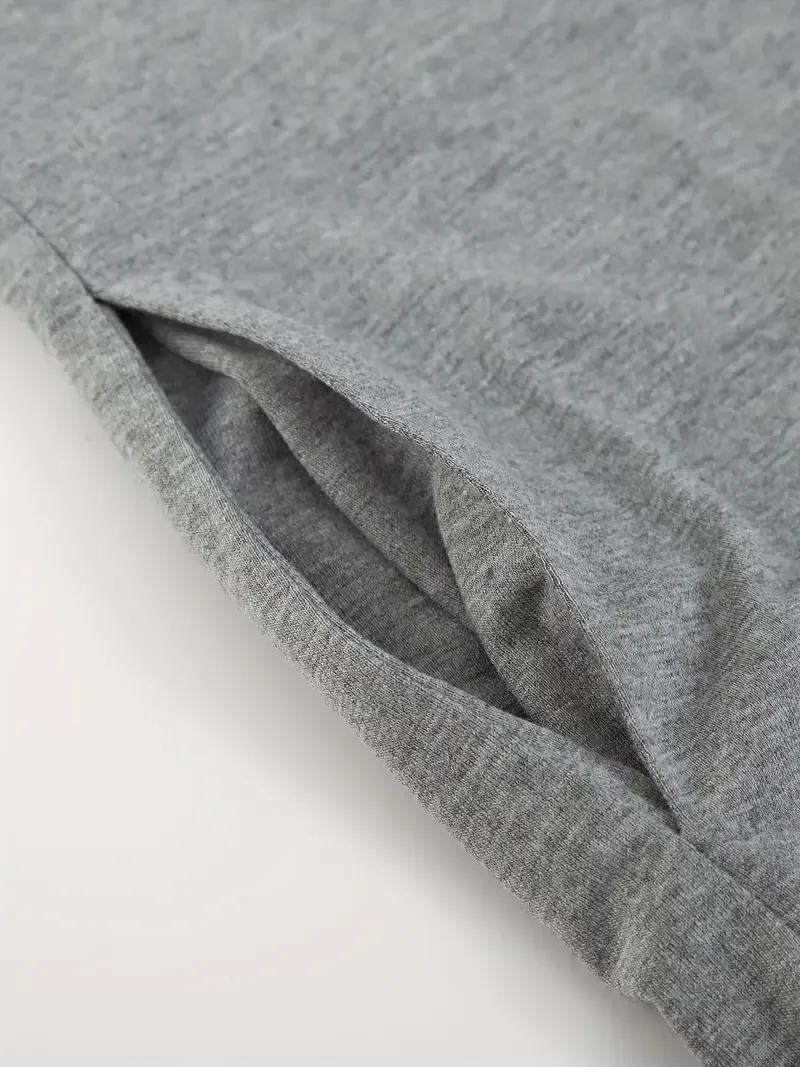 Lightweight Design] Women's Elegant Solid Color V-Neck Short Sleeve Dress - Lightweight Polyester, Casual Loose Fit with Pockets, Perfect for Spring/Summer Outings