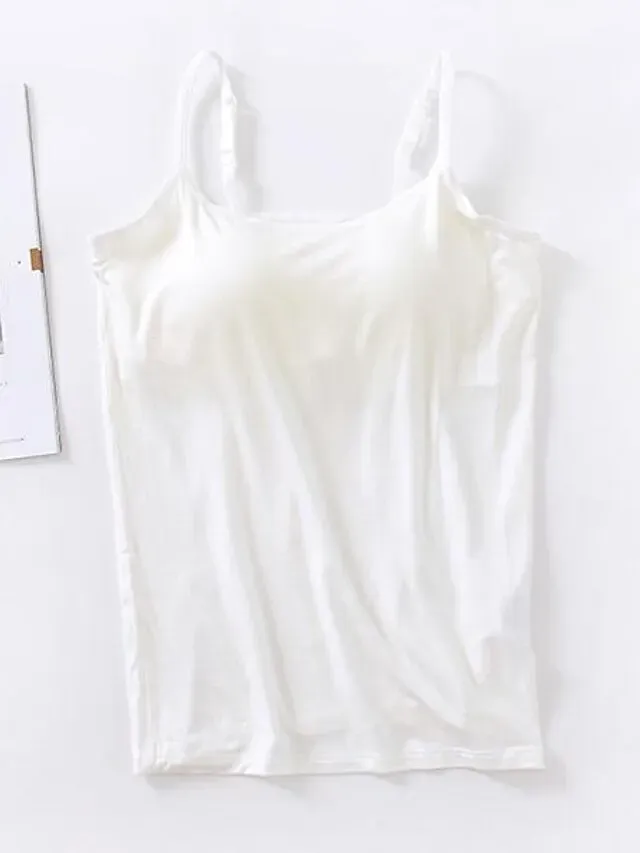 Women's Tank Top Basic Plain Regular Tops Sleeveless U Neck Regular Fit Casual Black White Pink Blue Khaki
