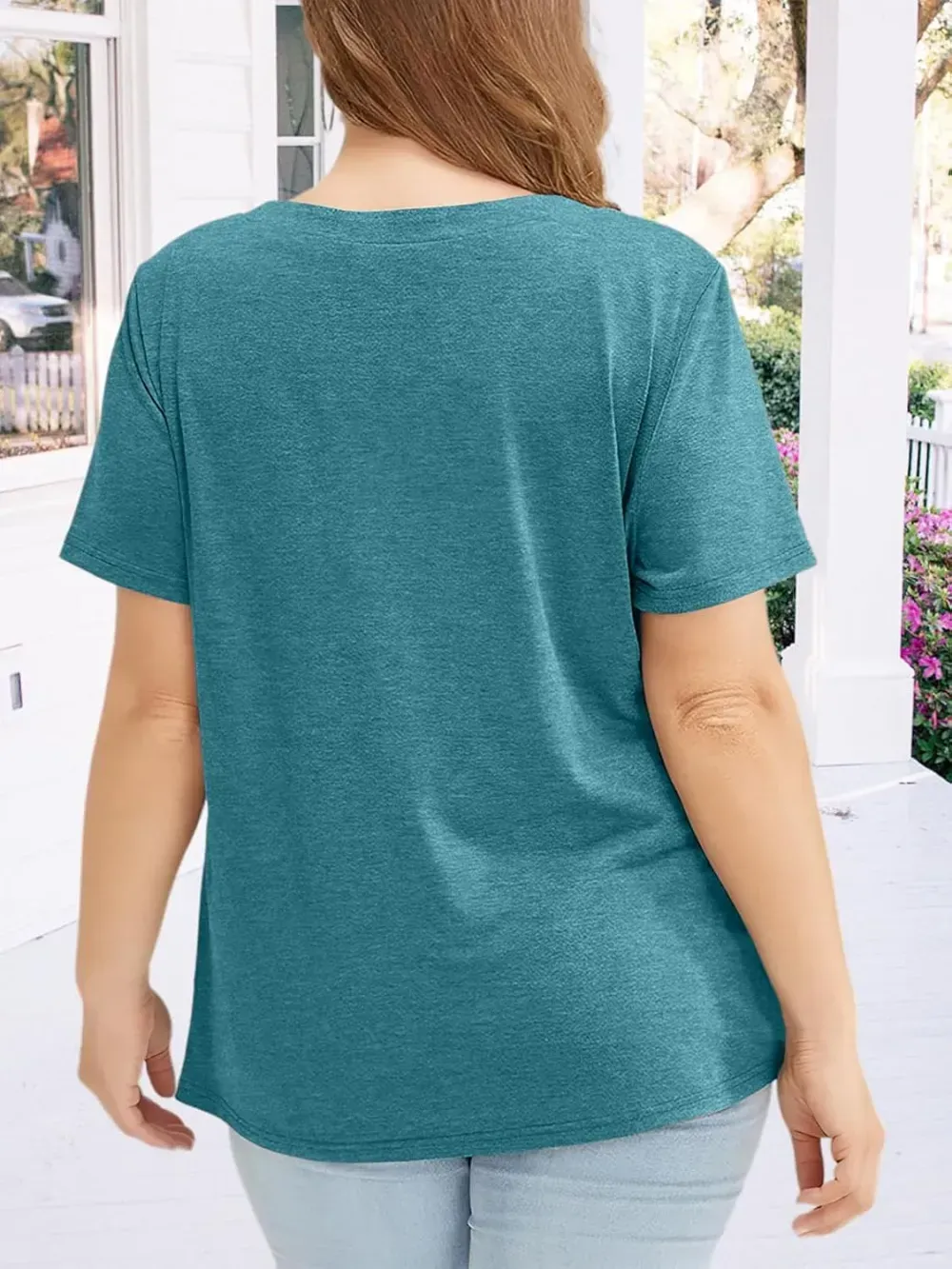 HDLTE Womens Plus Size Tops Floral Bell Sleeves Blouses Summer Crewneck Tunic Loose Casual T Shirts