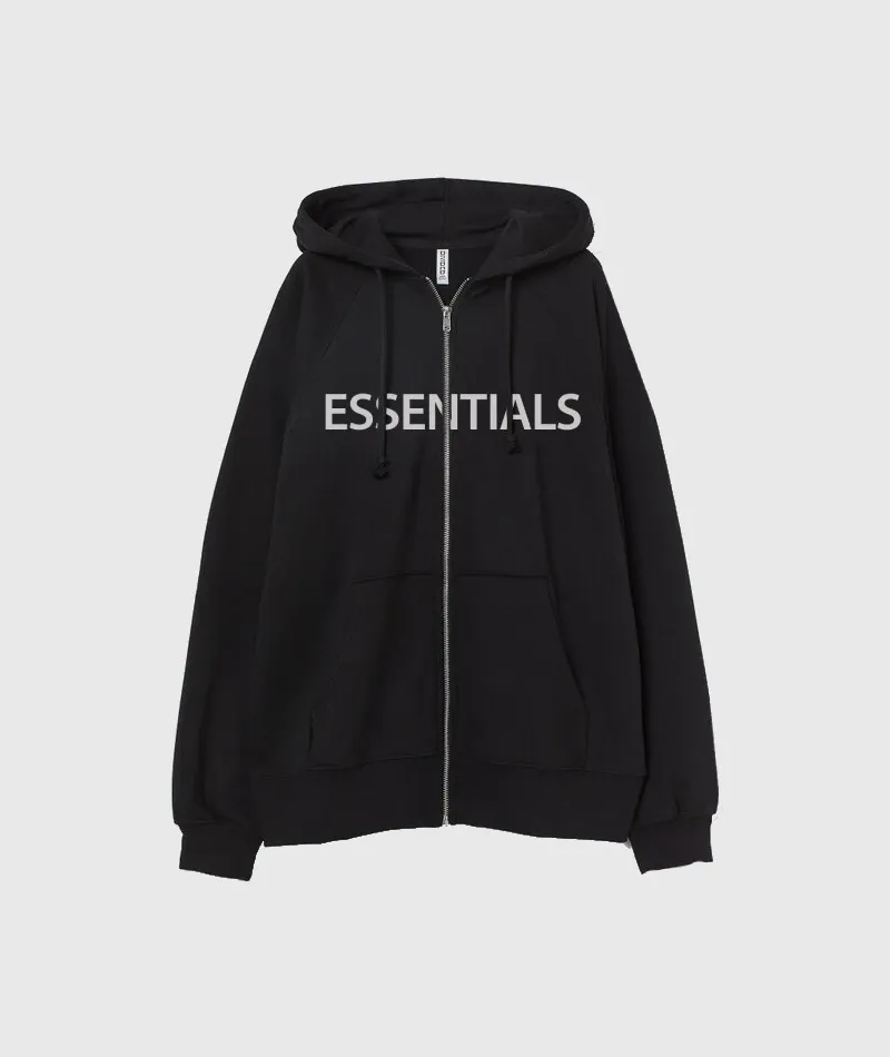 Oversized Zip-Through Hoodie Black