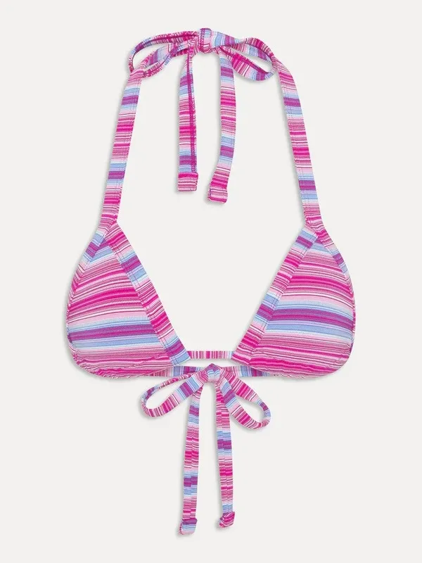 Striped Triangle Bikini Swim Top