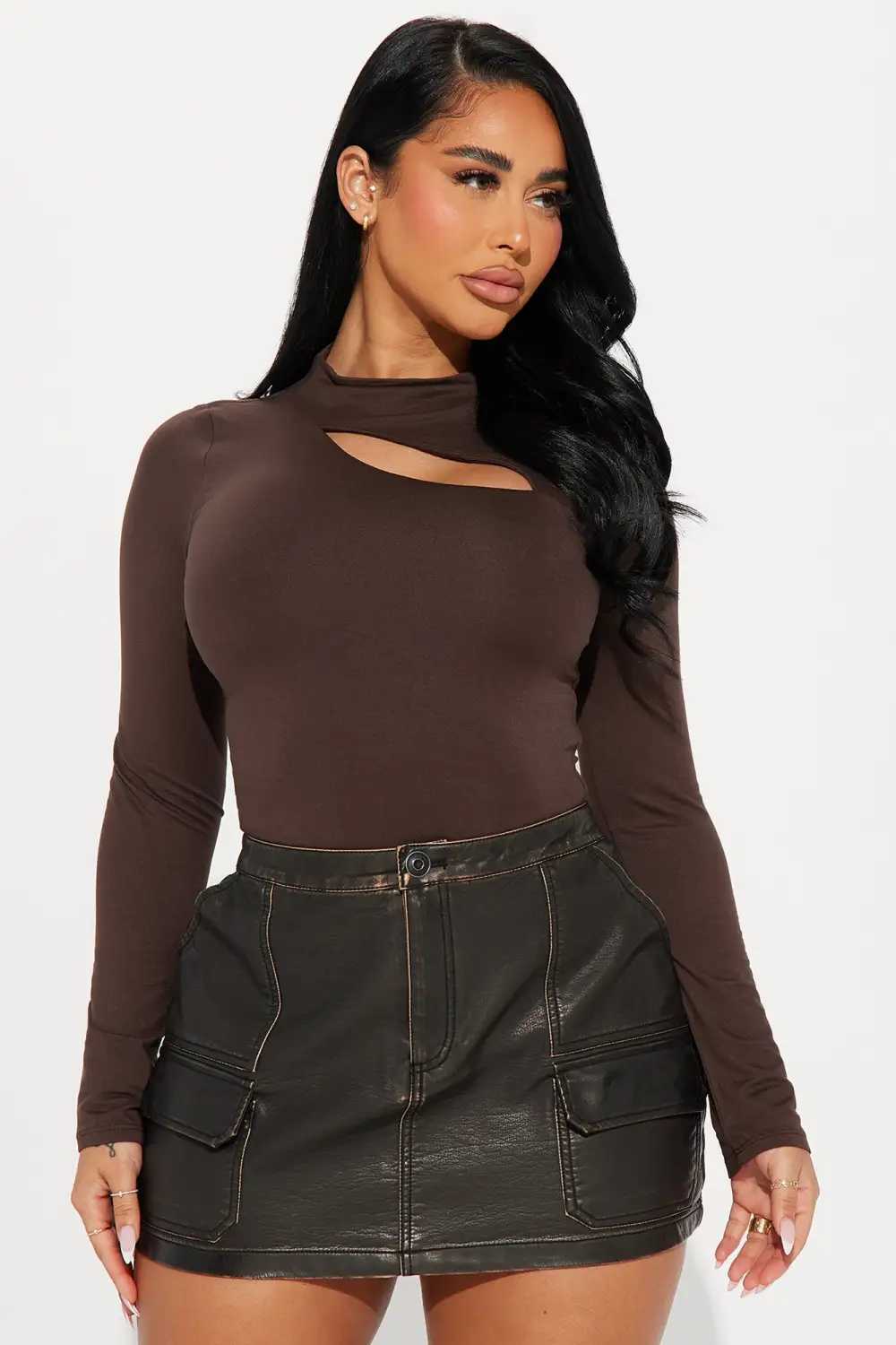 Claire Cut Out Top - Brown