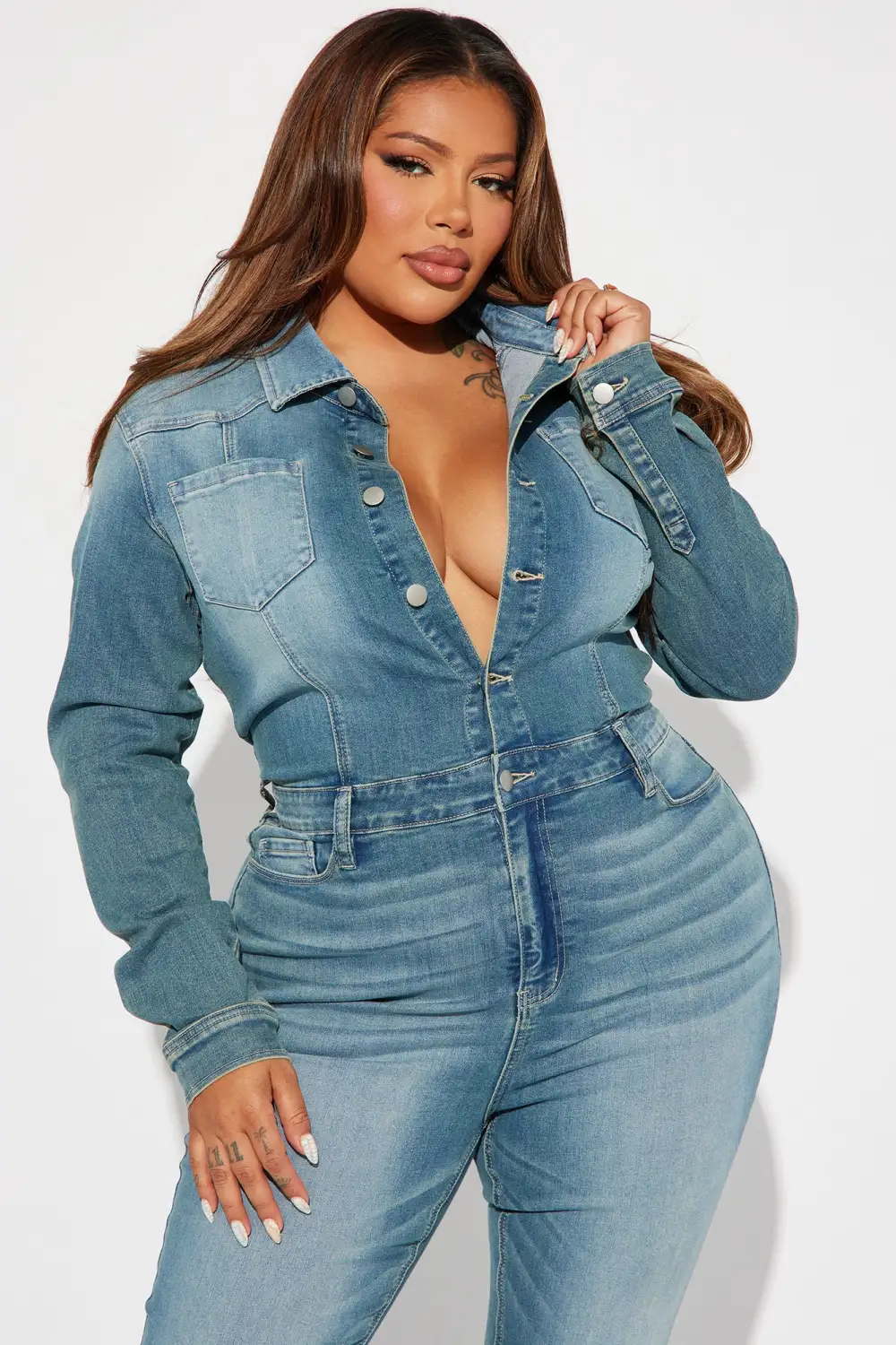 Playing Games Denim Jumpsuit - Denim