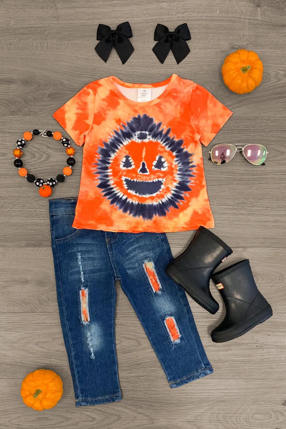 Tie Dye Pumpkin Denim Pant Set