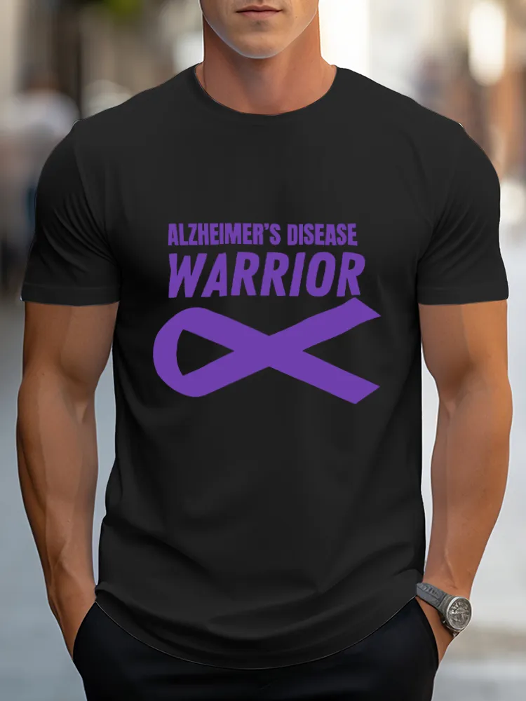 Men'S Round-Neck Short-Sleeved T-Shirt Alzheimer'S Disease Warrior Prints