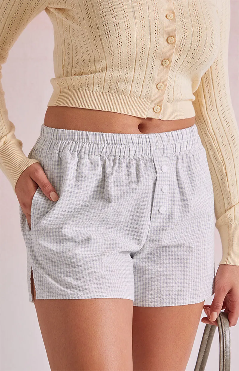 Beverly and Beck Blue Plaid Boxer Shorts