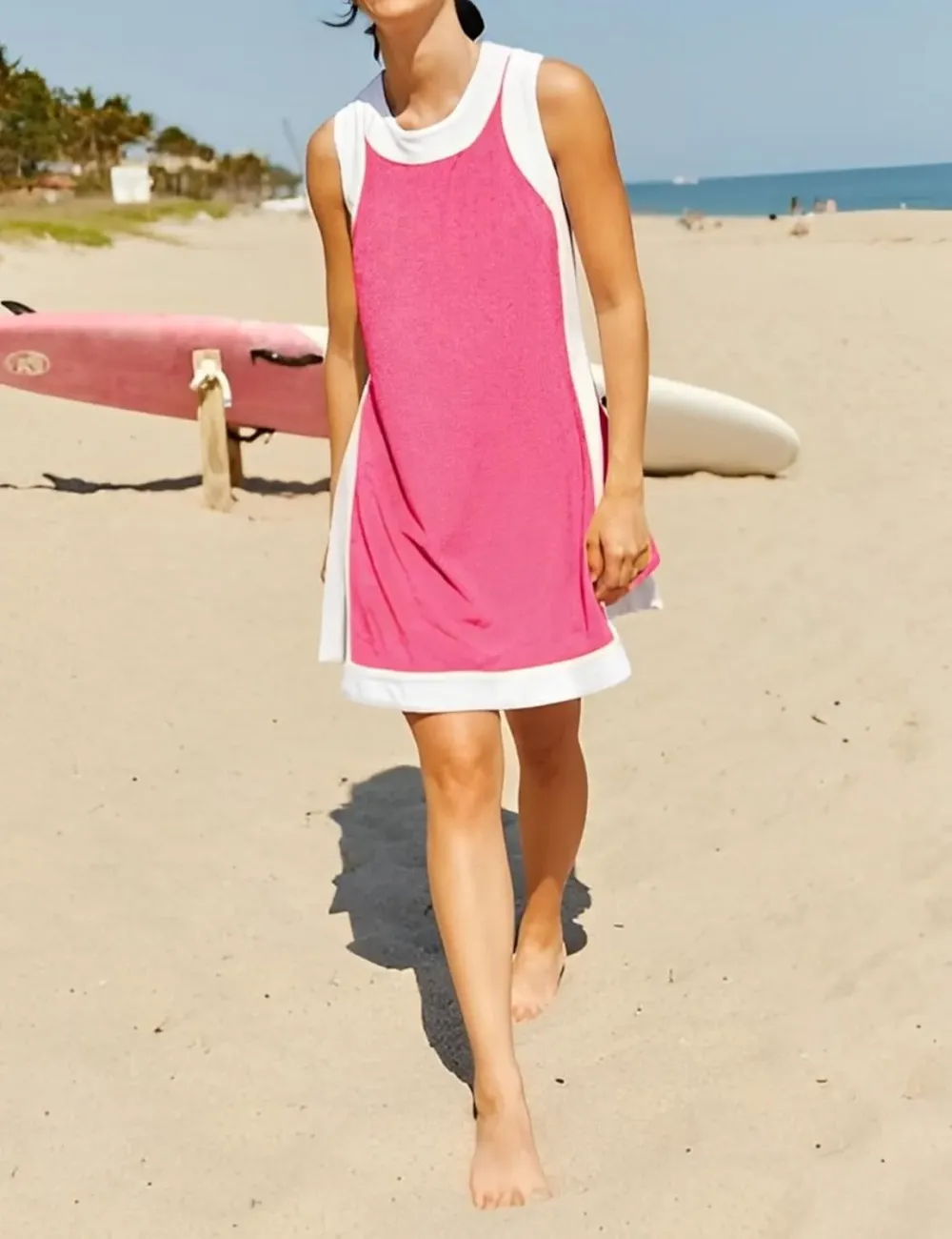 Women'S Color Block Sleeveless Side Slit Tops And Matching Shorts Two Piece Set