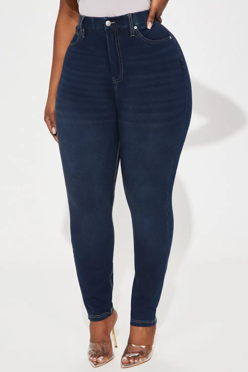 Off The Record Knit Denim Stretch Skinny Jeans - Dark Wash