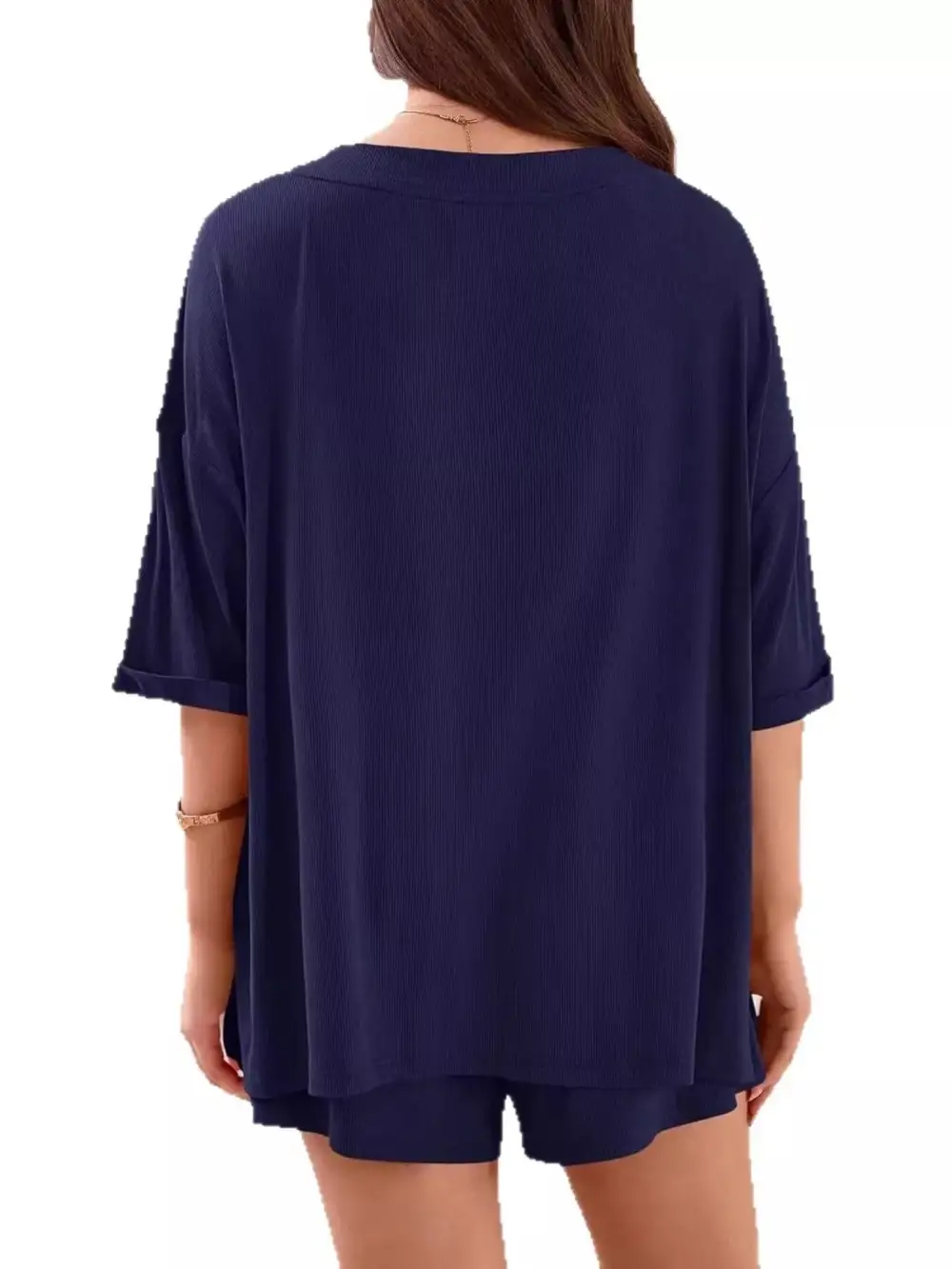 Casual V Neck Top Shorts Set