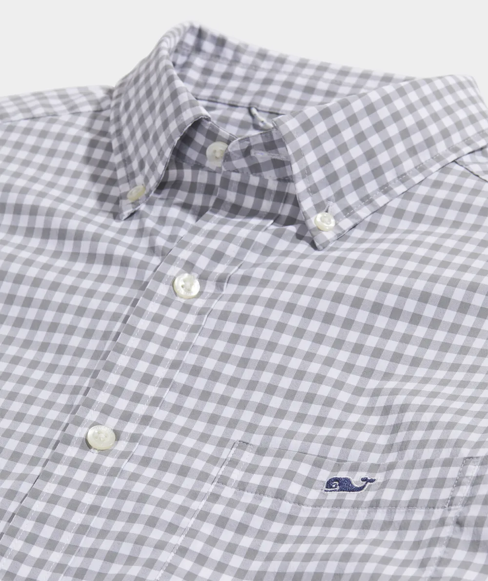 On-The-Go Nylon Short-Sleeve Gingham Shirt