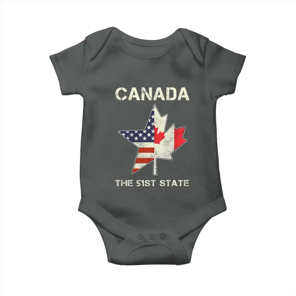 Canada The 51st State Baby Onesie Maple Canadian American Flag TS09