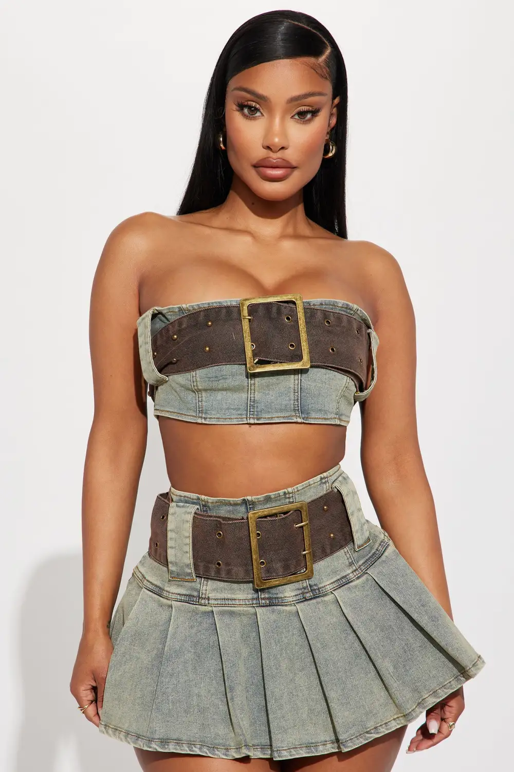Loving Life Denim Skirt Set - Medium Wash
