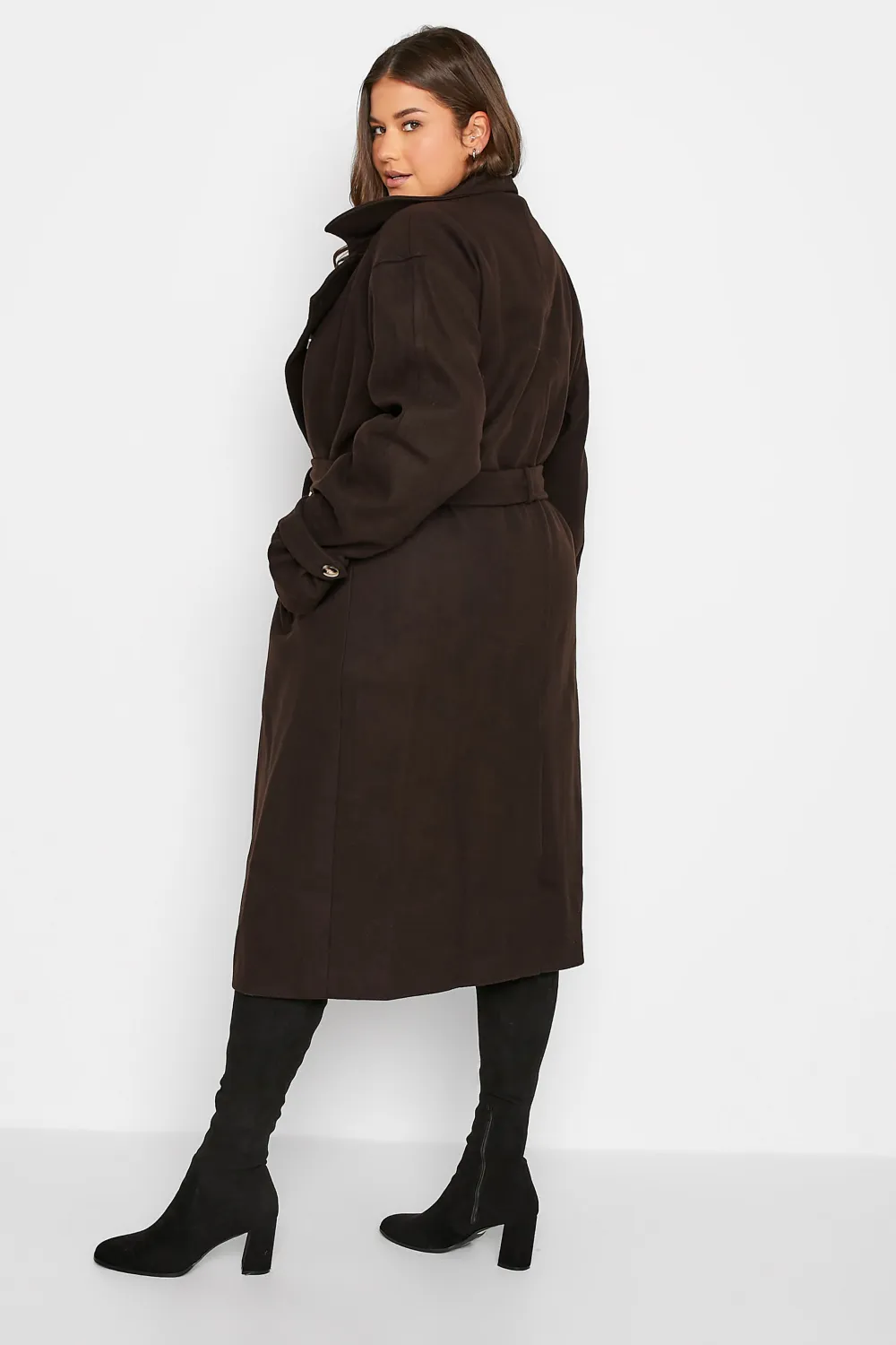 LTS Tall Chocolate Brown Formal Trench Coat