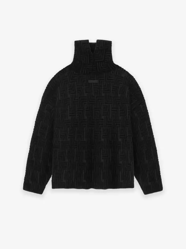 Wool Jacquard High Neck Sweater