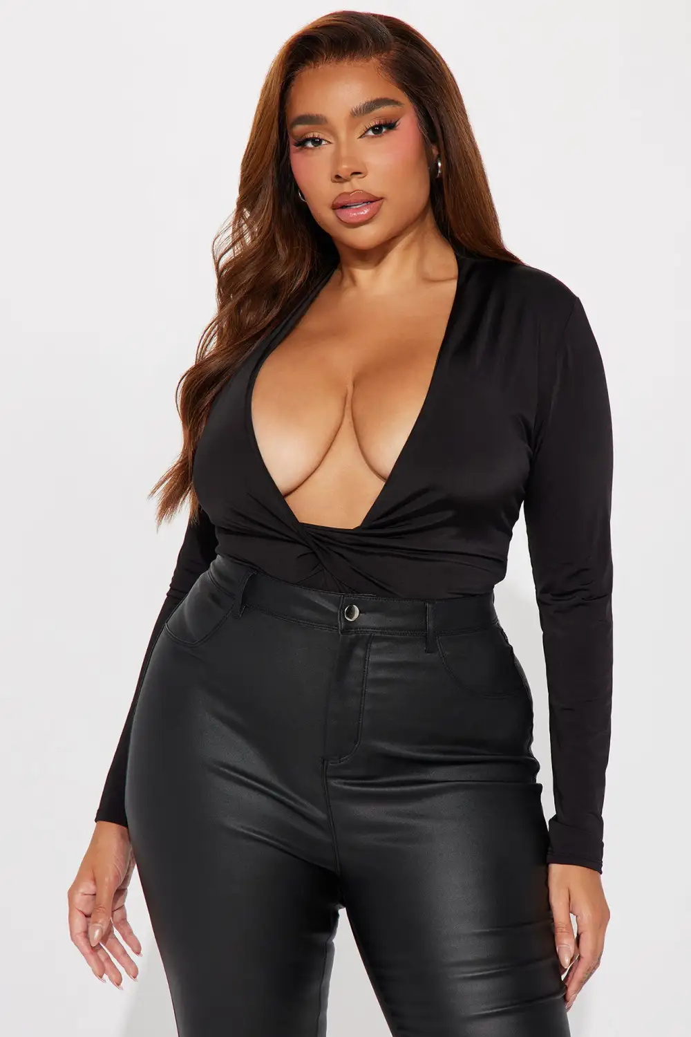 Lizette Twist Front Bodysuit - Black
