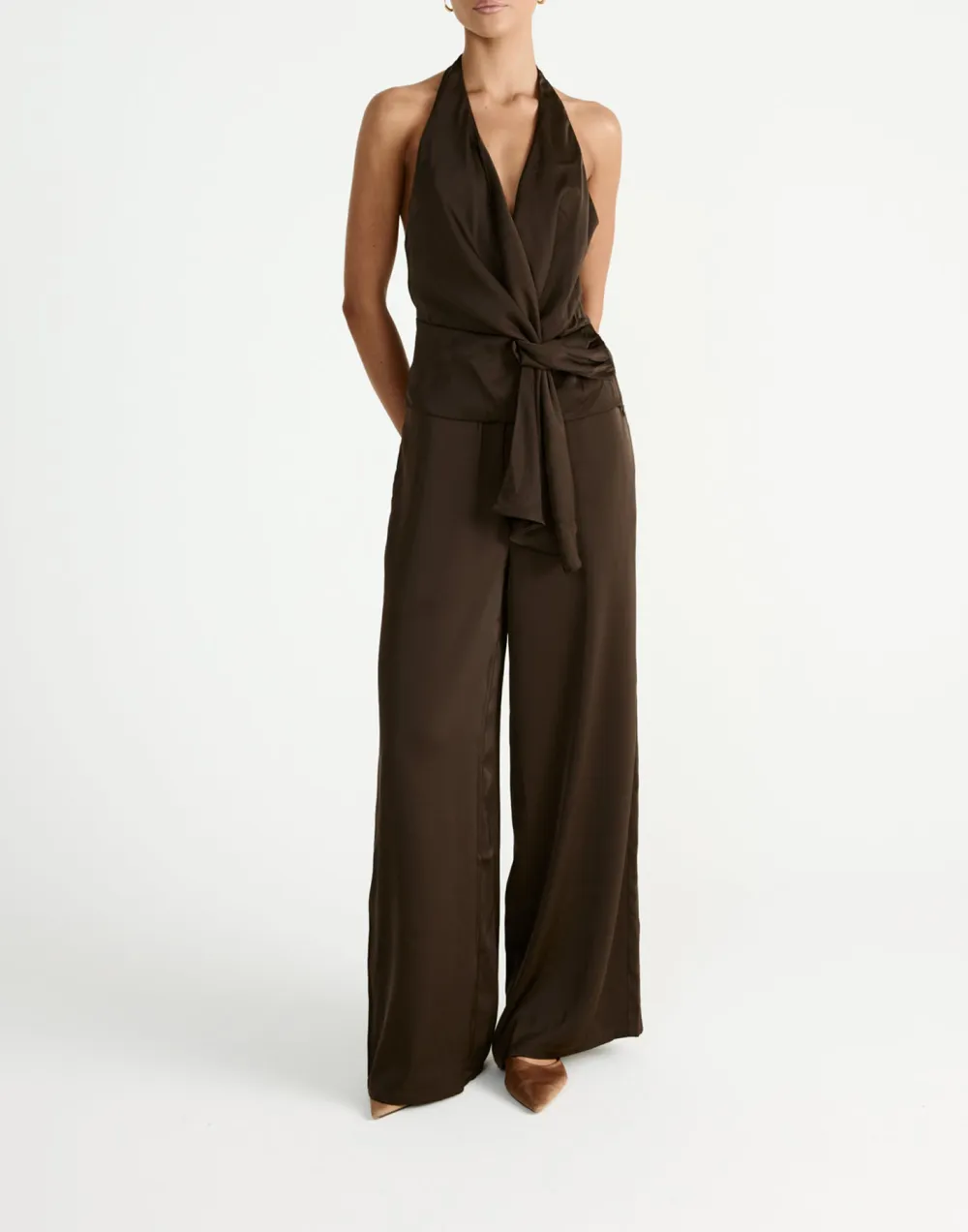 Minimalist Satin High Waist Wide Leg Pants For Women