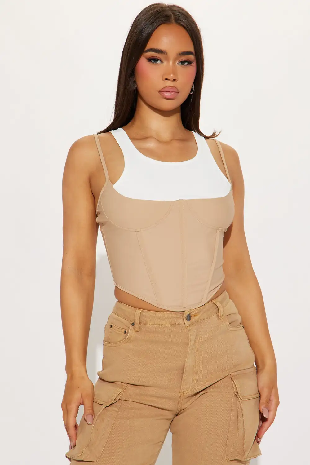 Stick With You Corset Top - Tan