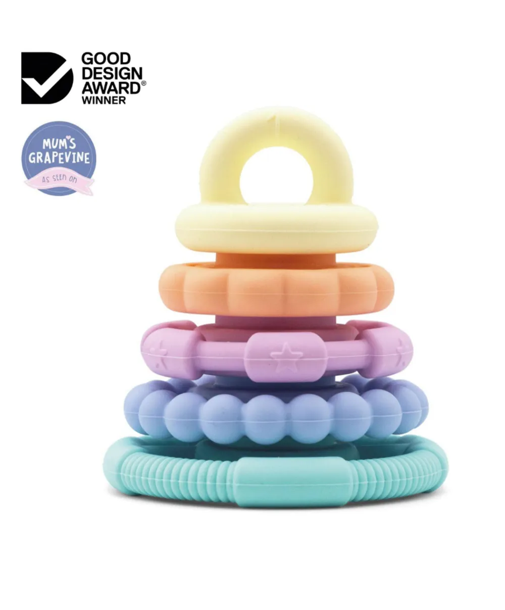 Jellystone Designs Rainbow Stackers & Teether – Pastel