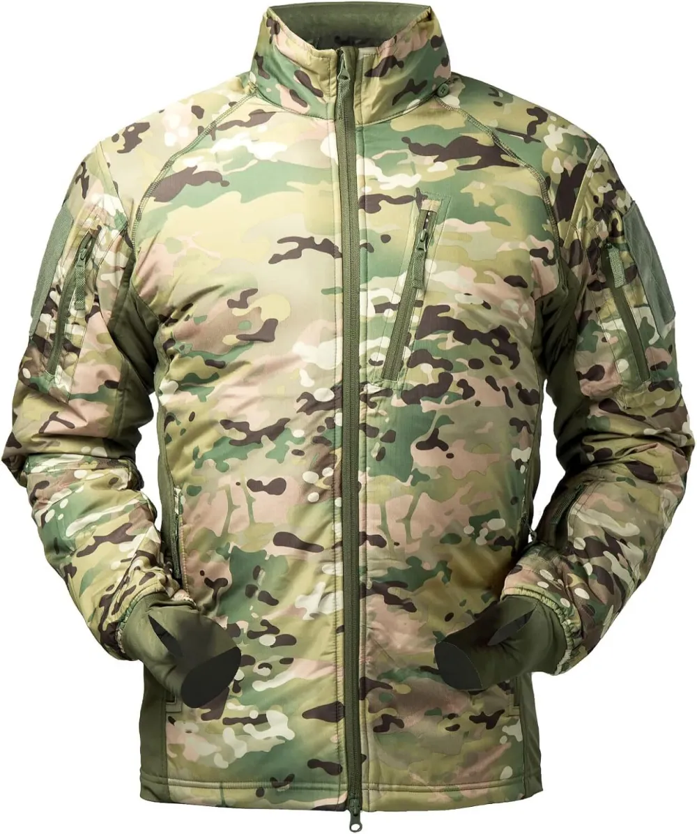 Men's Winter Tactical Jacket Lightweight Fleece lined Insulated Midlayer Hunting Military Softshell uniform