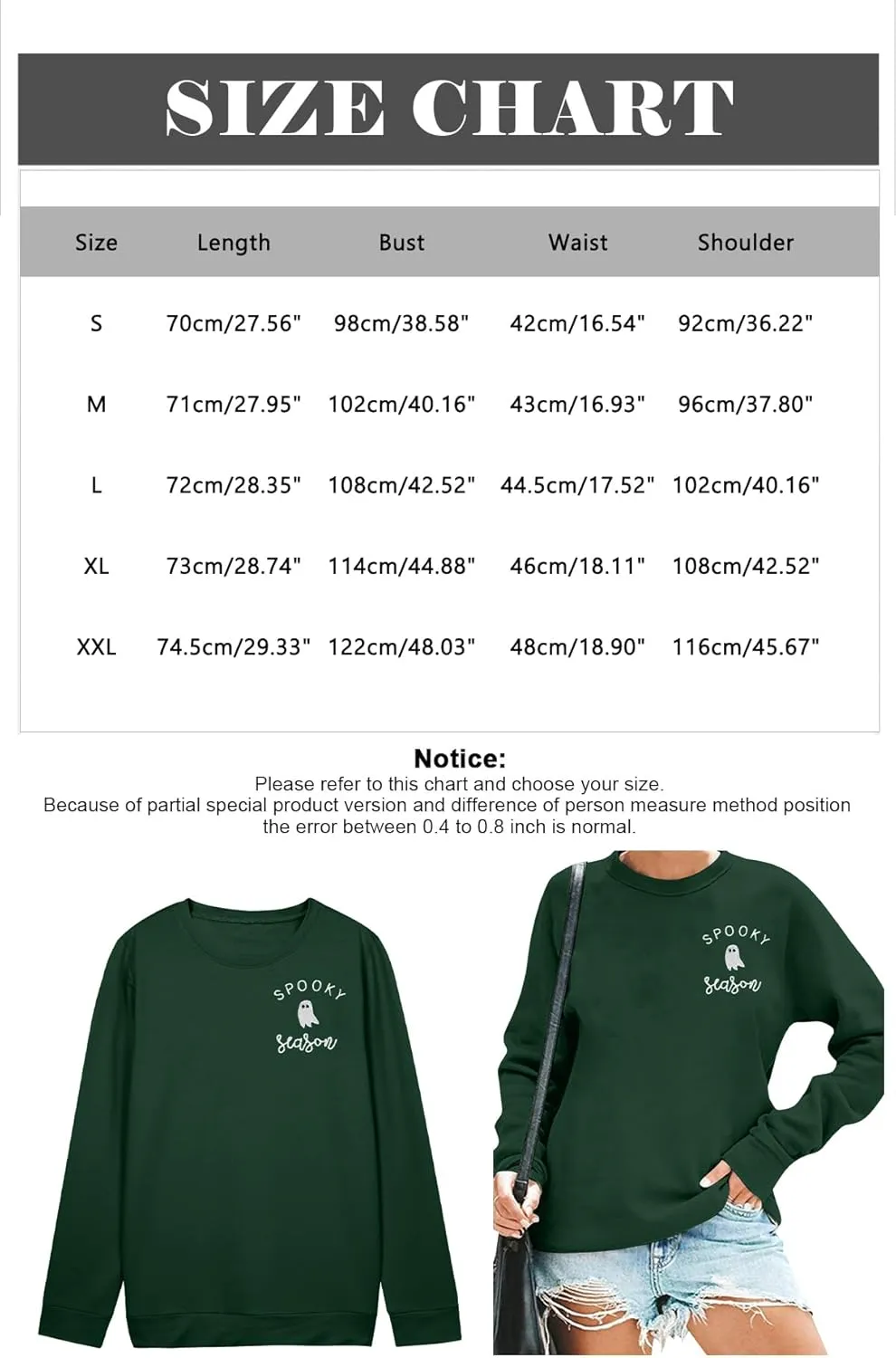 LOTUCY Halloween Sweatshirt Women Cute Spooky Season Sweatshirts Ghost Fall Embroidered Sweater Pullover Top
