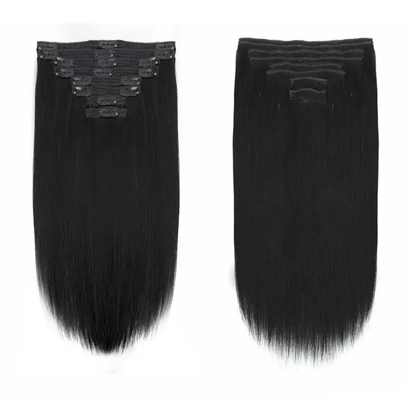 Straight Clip In Hair Extensions For Black Women Remy Human Hair 8pcs With 18 Clips