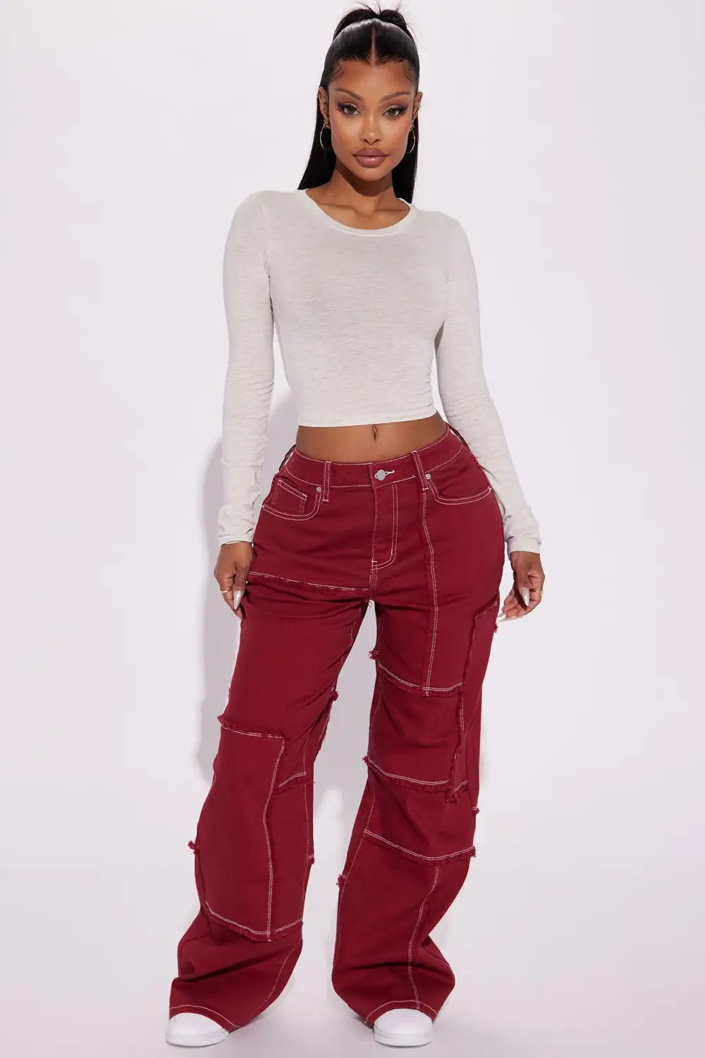 So Sketchy Stretch Cargo Jeans - Red