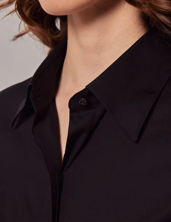 Cotton Stretch Fitted Shirt With Concealed Placket