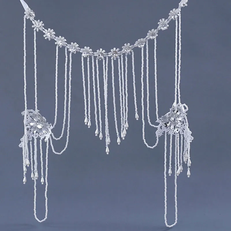 pearl tassel beaded shoulder chain