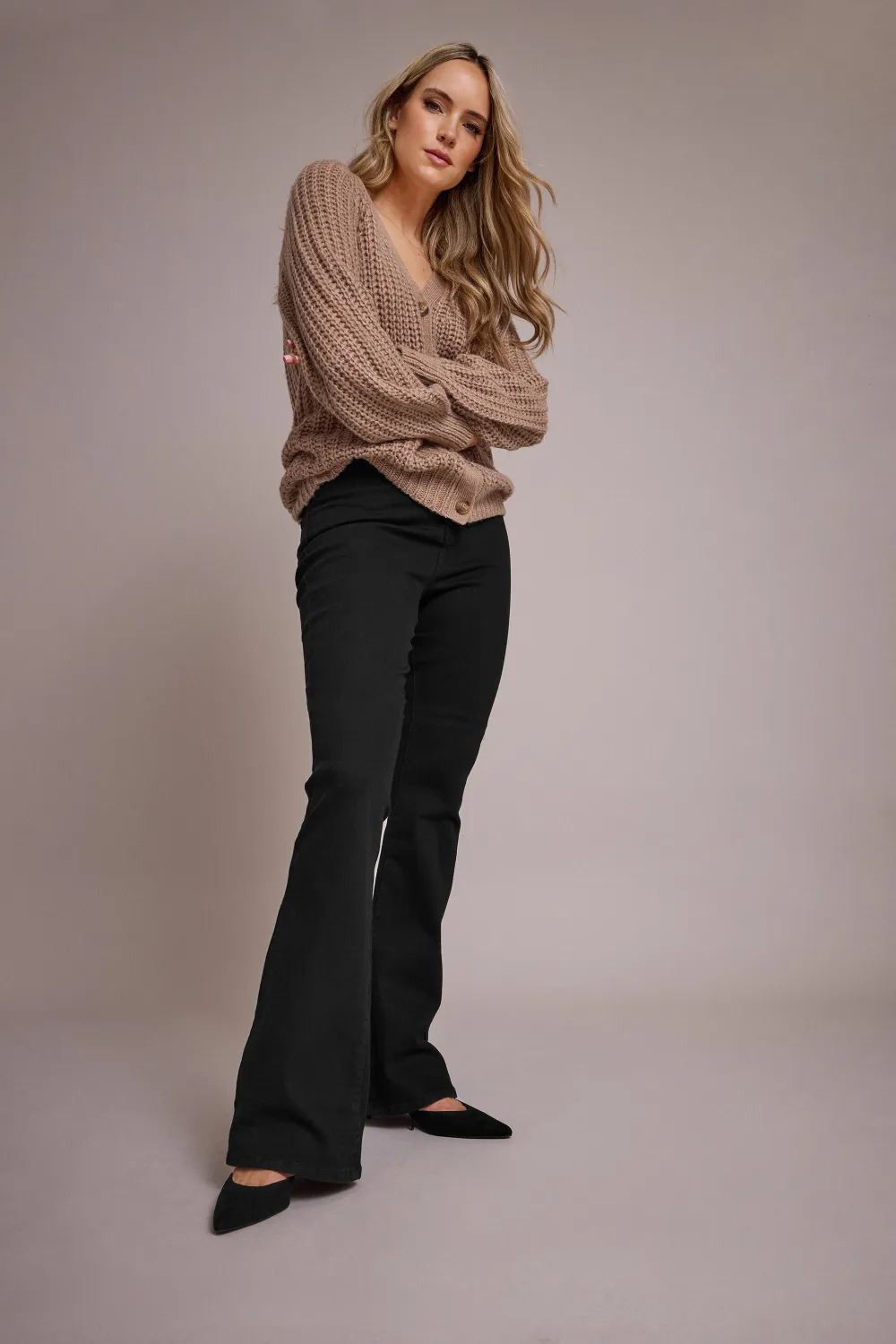 LTS Tall Black Denim Flared Jeans