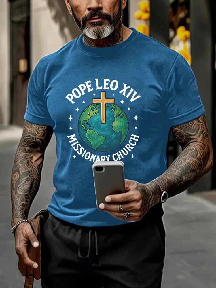 Men'S Red White And Holy Pope Leo Xiv 8th May 2025 Printed T-Shirt