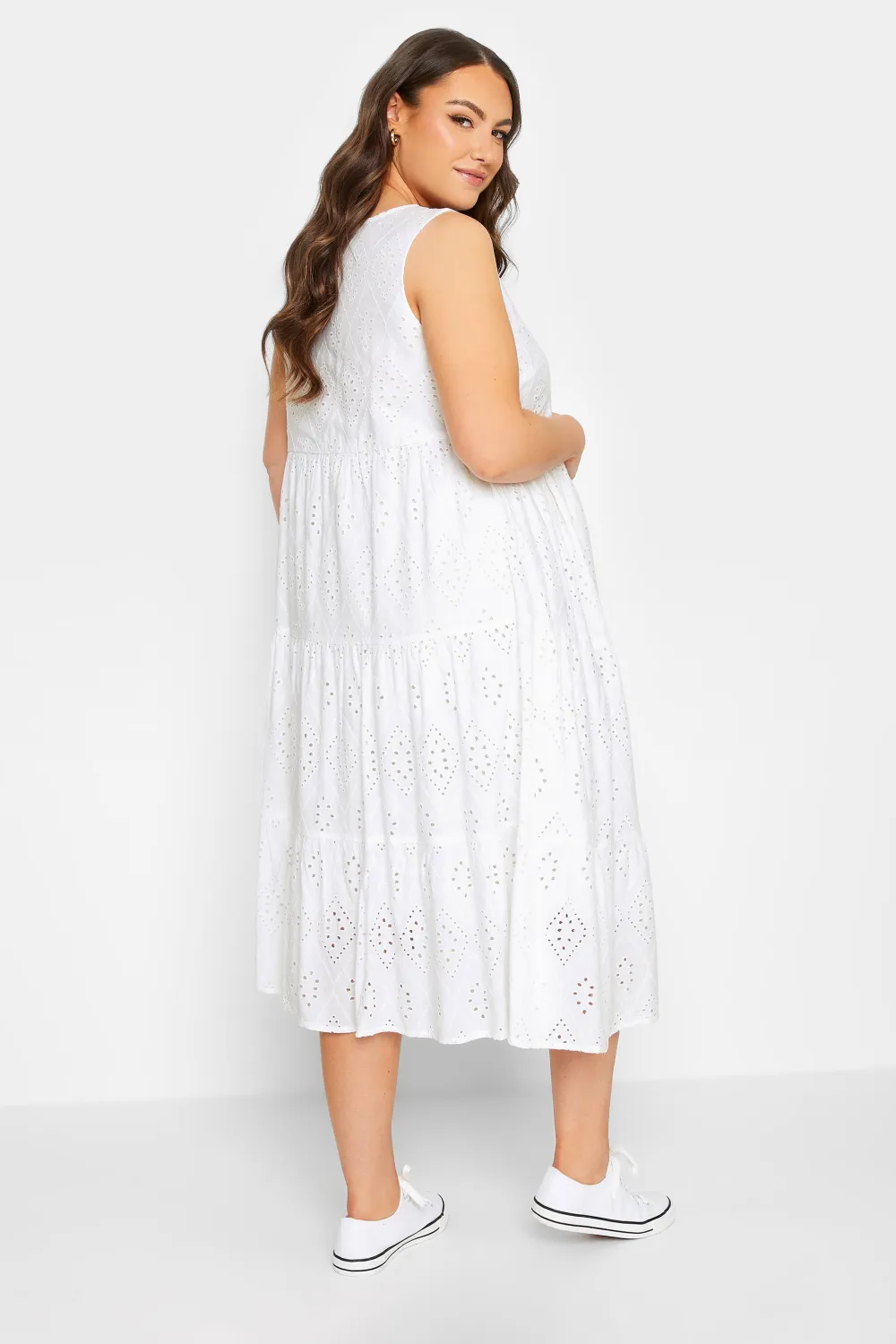 BUMP IT UP MATERNITY Curve Sage Green Broderie Anglaise Tiered Midi Dress