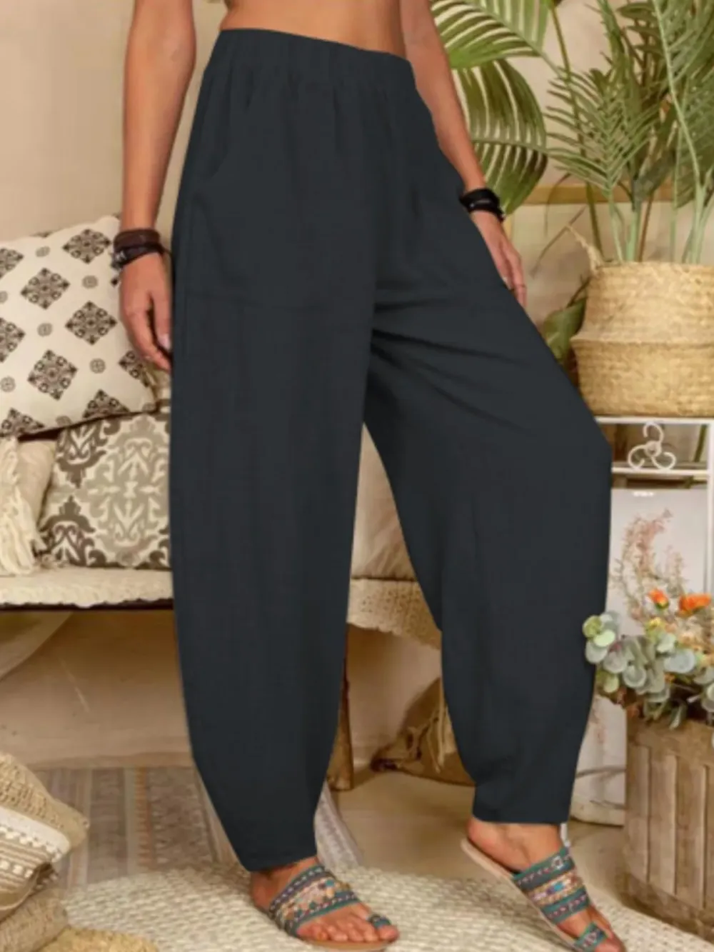 Women's Pure Color Casual Cotton Pants