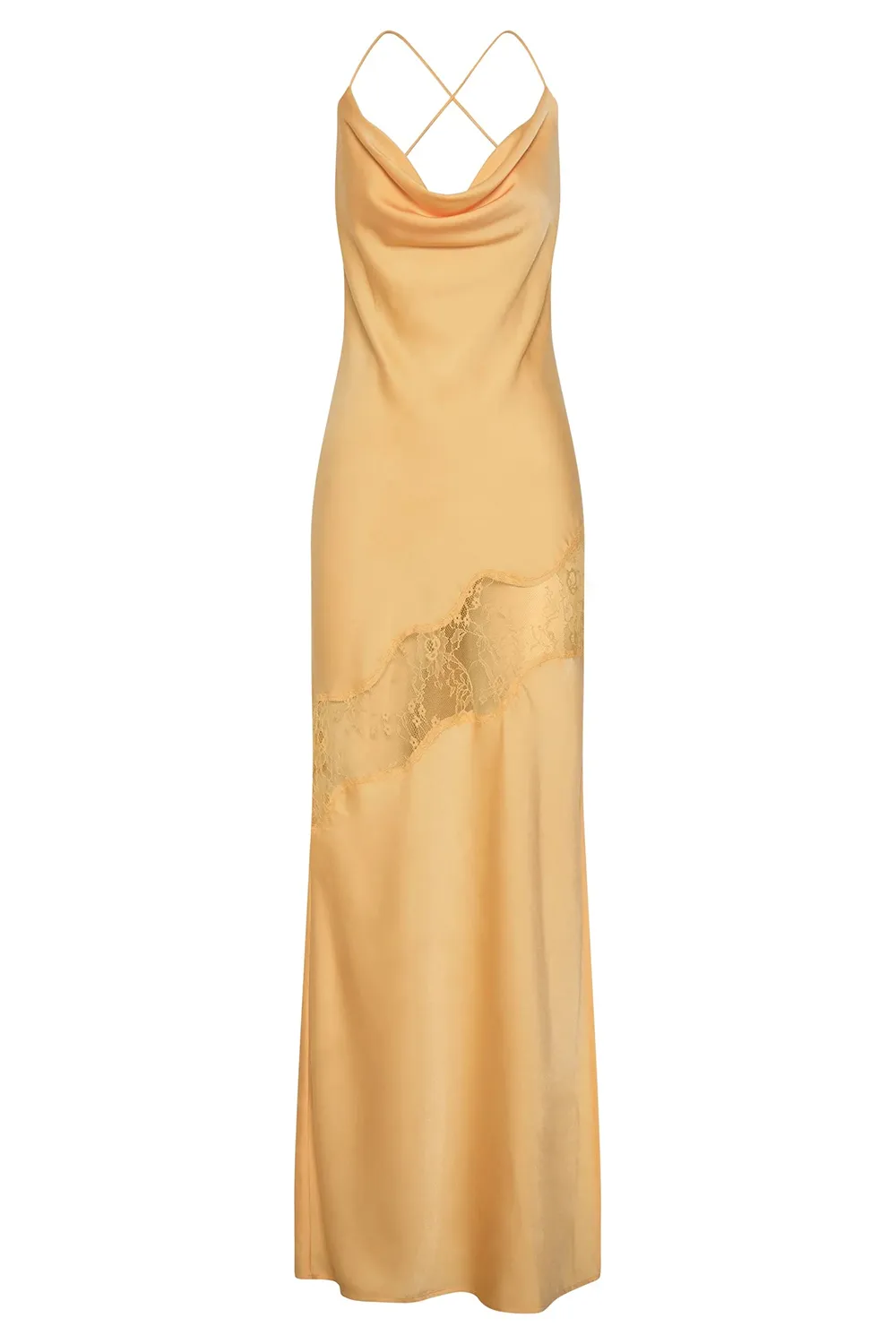 Lace Detail Satin Maxi Dress