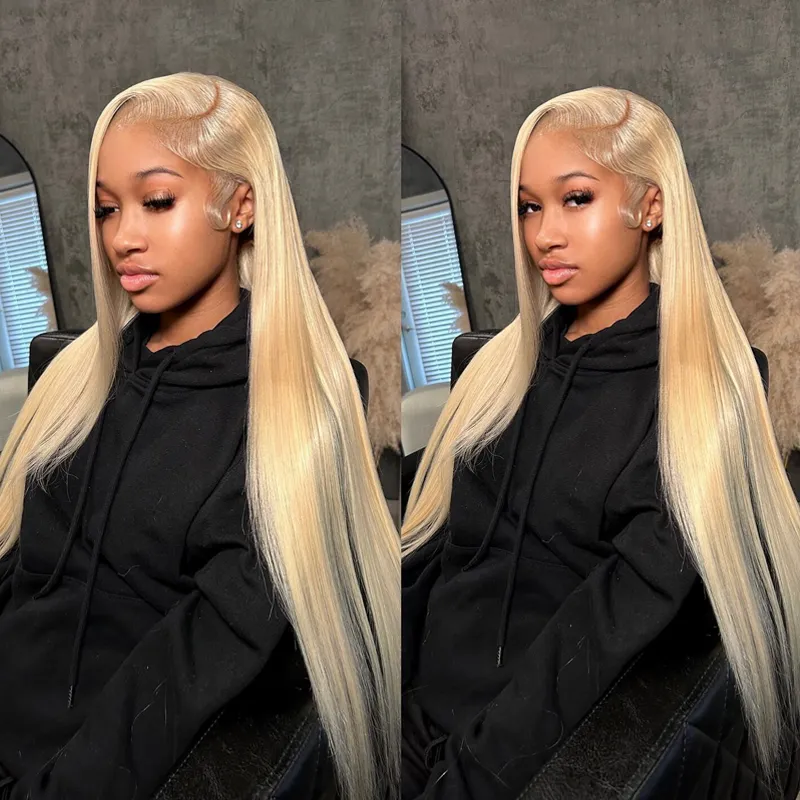 Fast Shipping #613 Blonde 13x6 Full Frontal Lace Straight Human Hair Wigs
