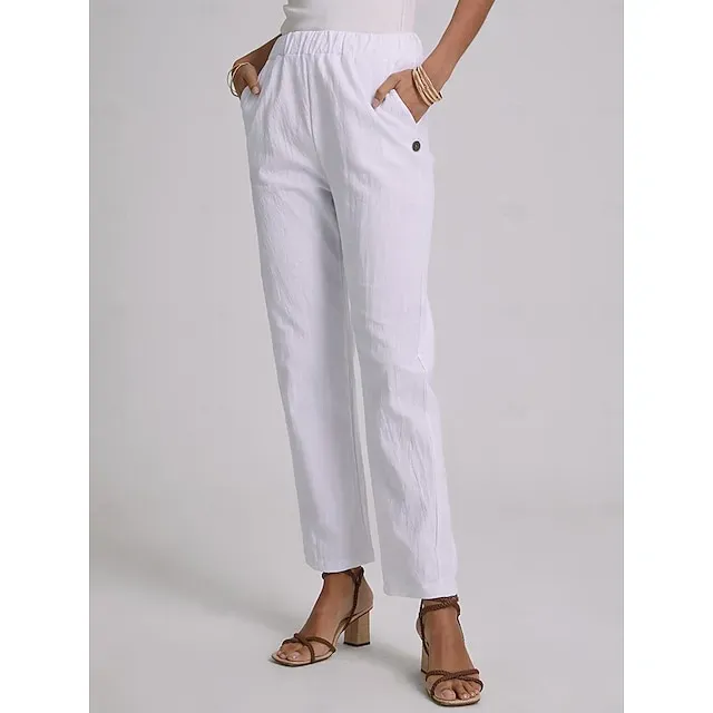 Women's Plus Size Loungewear Pants Simple Casual Comfort Pure Color Home Street Long Pant Blue Green Khaki Gray Summer Spring