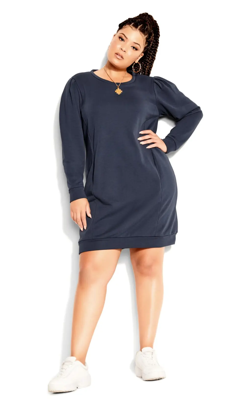 Evans Grey Rippled Shoulder Dress