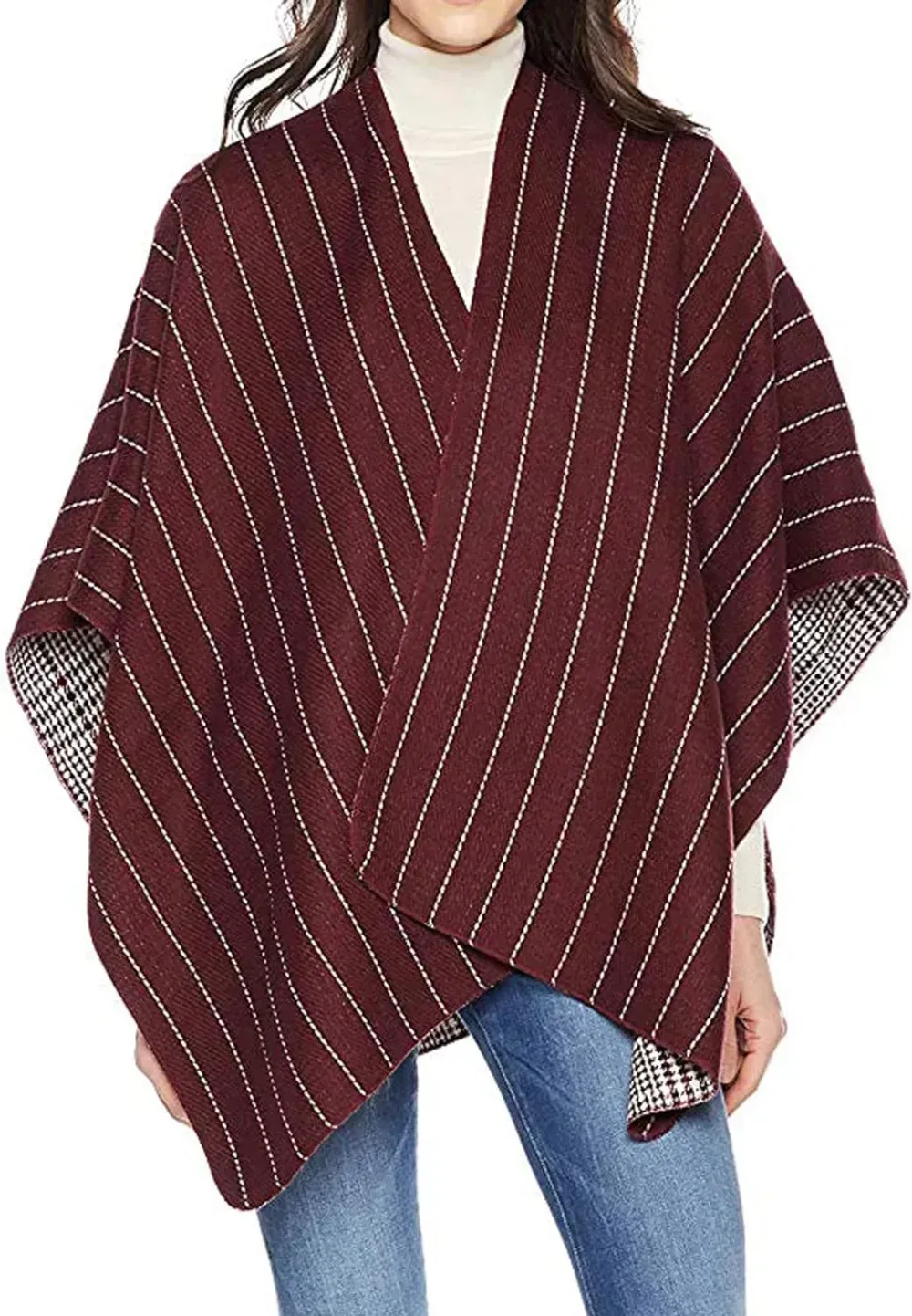 Women's Shawl Wrap Poncho Ruana Cape Open Front Cardigan Shawls for Fall Winter