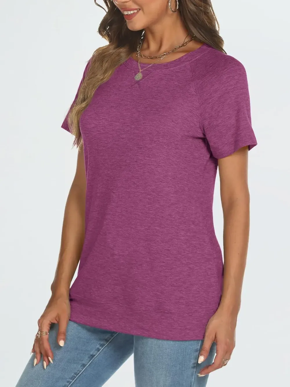 AUTOMET T Shirts Short Sleeve Crewneck Tees for Women Trendy Lightweight Soft Casual Summer Tops Clothes 2024