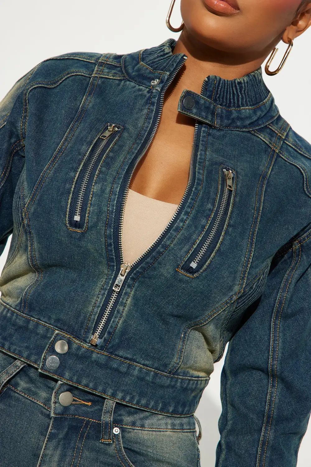 Contenta Denim Moto Jacket - Dark Wash