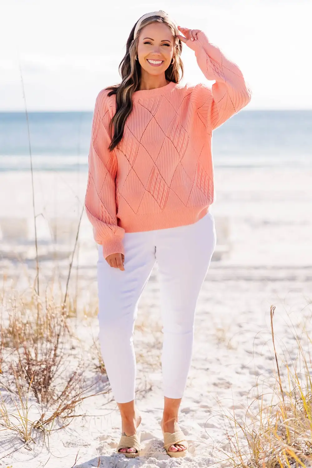 Open My Heart Sweater, Peach