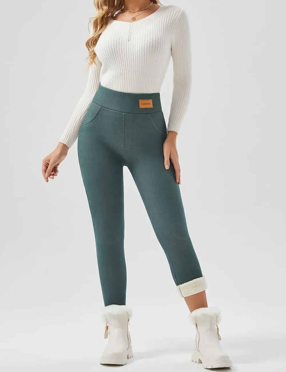 Women Winter Warm Thick Leggings Fleece Lined Stretchy Soft Thermal Sherpa Pants High Waist Tights