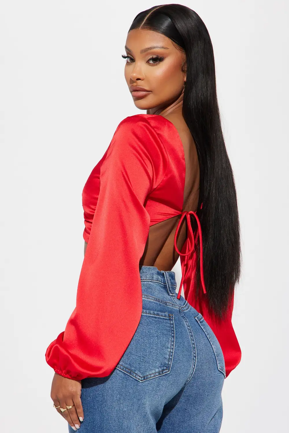Blooming Baddie Satin Top - Red