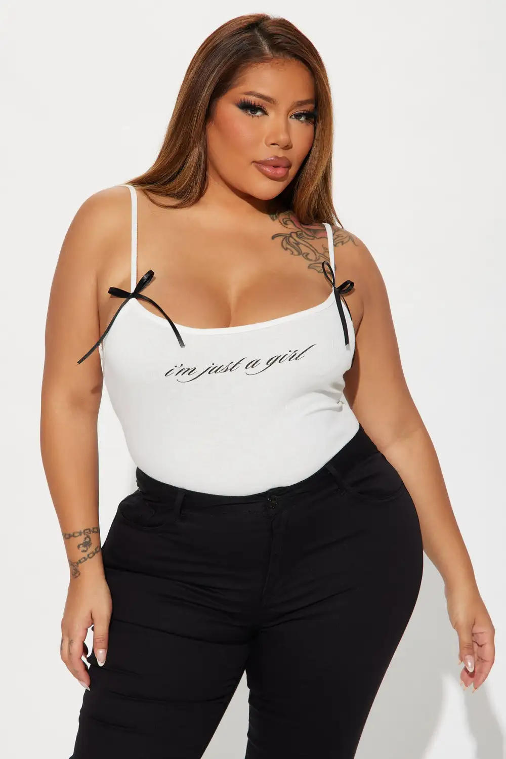 I'm Just A Girl Cami Top - White