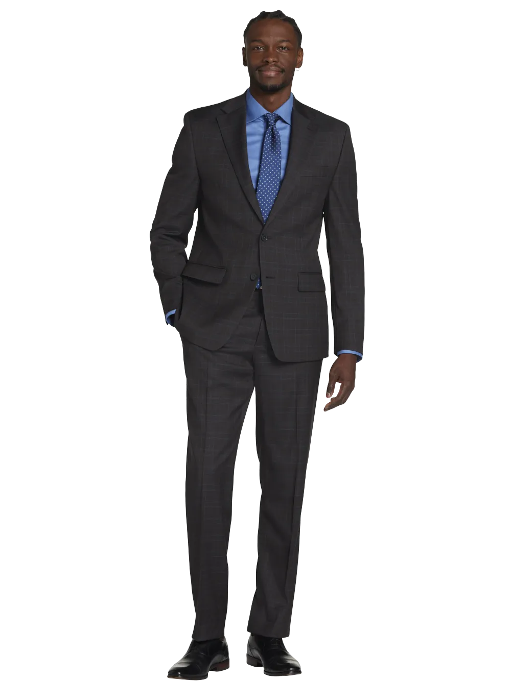 Michael Strahan Classic Fit Wool Blend Plaid Suit Jacket