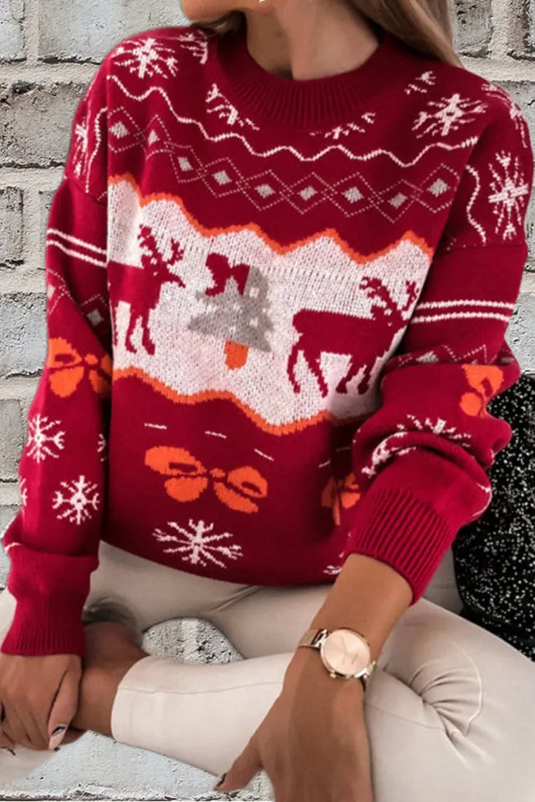 Christmas Round Neck Long Sleeve Casual Sweater