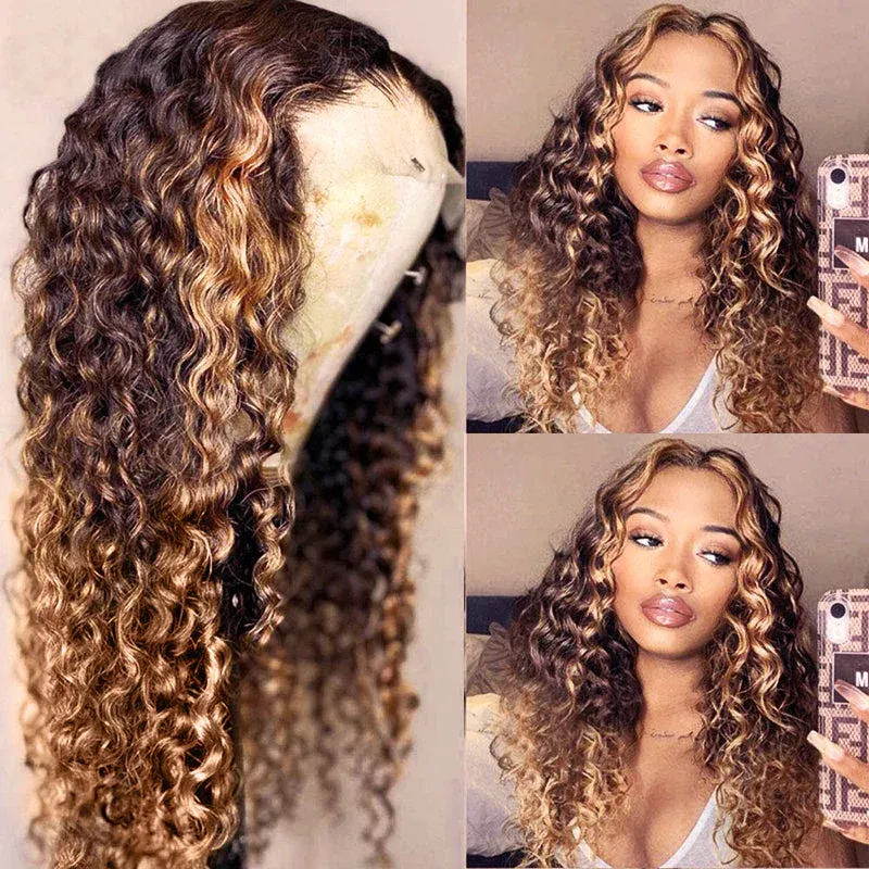 Wear & Go | Beyonce Inspired T1B/4/27 Pre-Bleached Glueless Wig Ombre Invisible Lace Wig Dome Cap Wigs