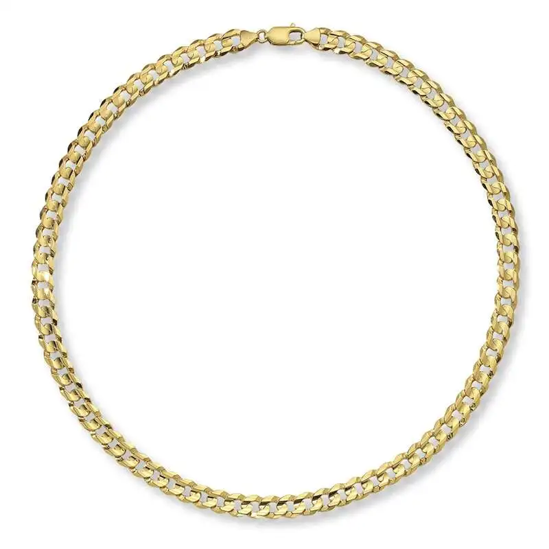 Solid Curb Link Chain 10K Yellow Gold 22