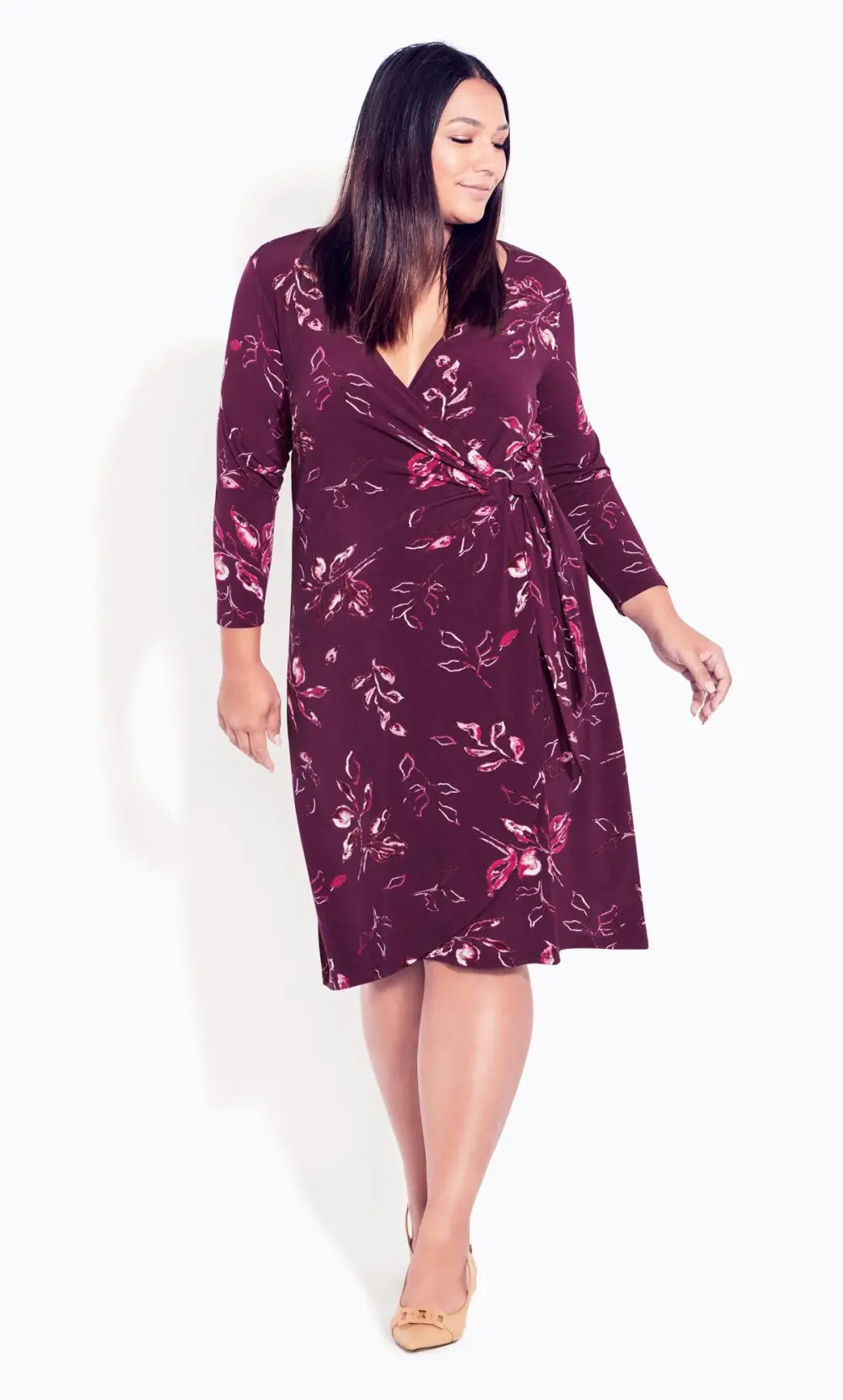 Evans Purple Floral Print Wrap Dress